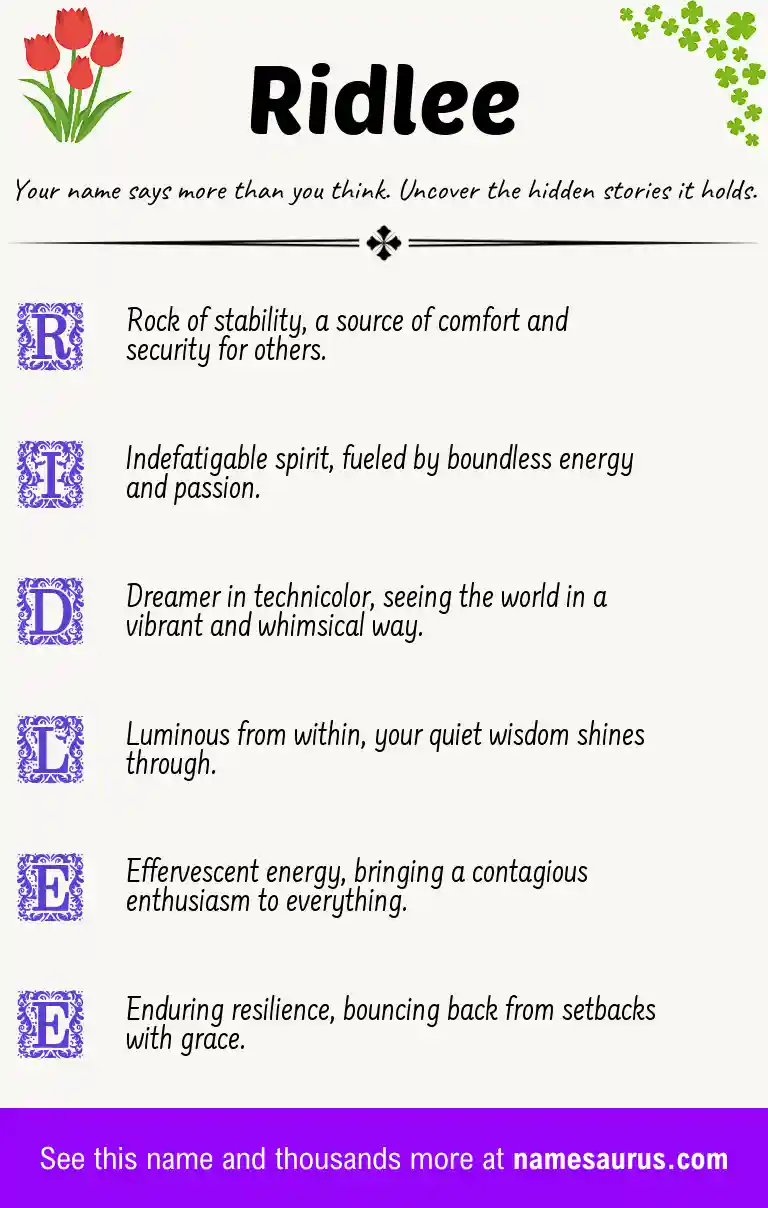 Acrostic poem about Ridlee.