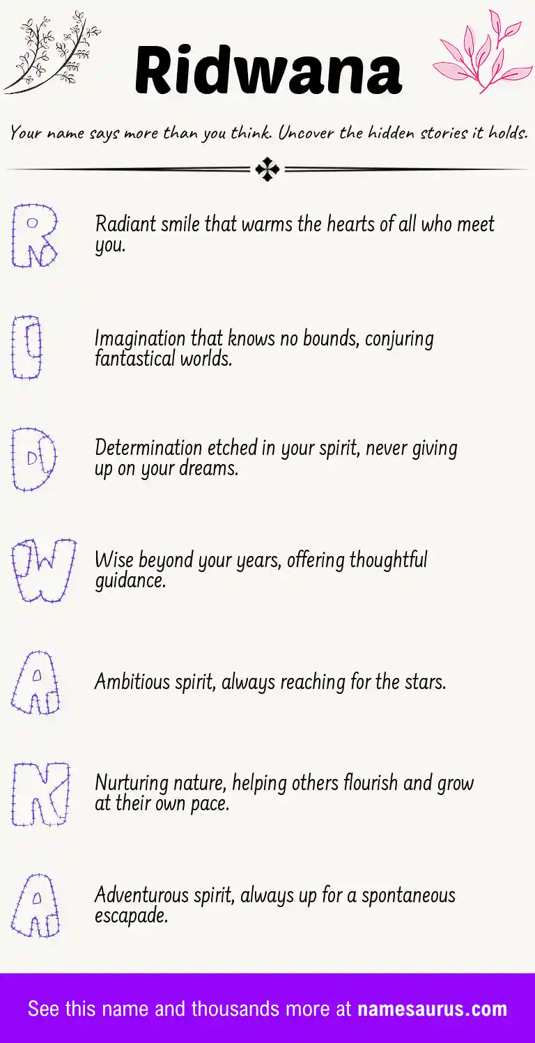 Acrostic poem about Ridwana.