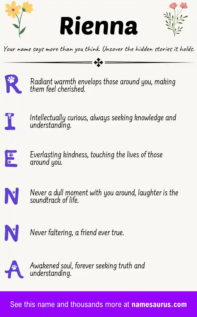 Acrostic poem about Rienna.