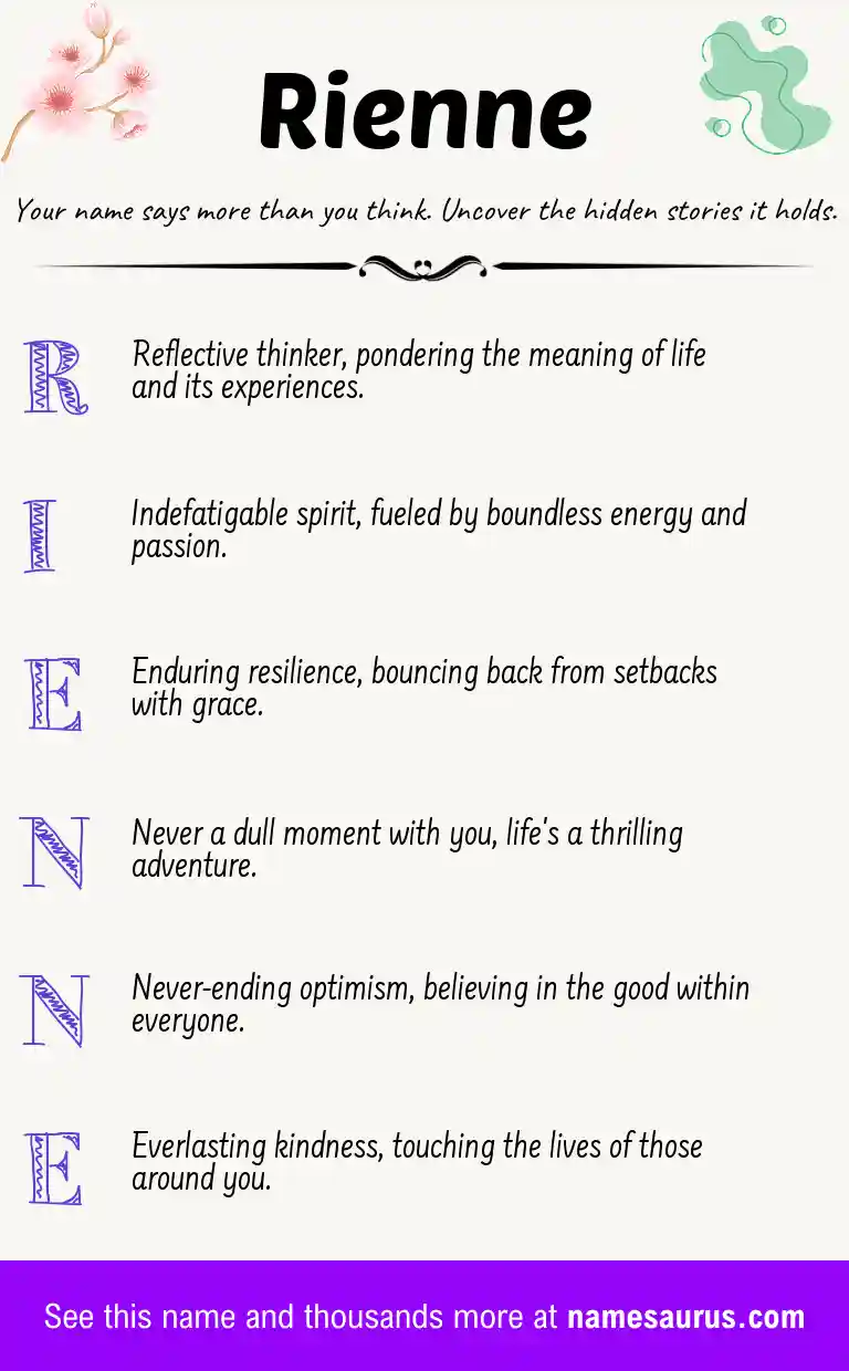 Acrostic poem about Rienne.