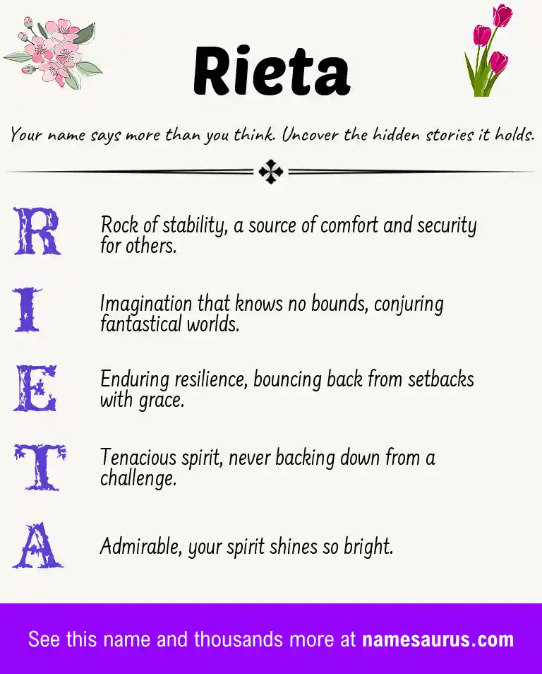 Acrostic poem about Rieta.