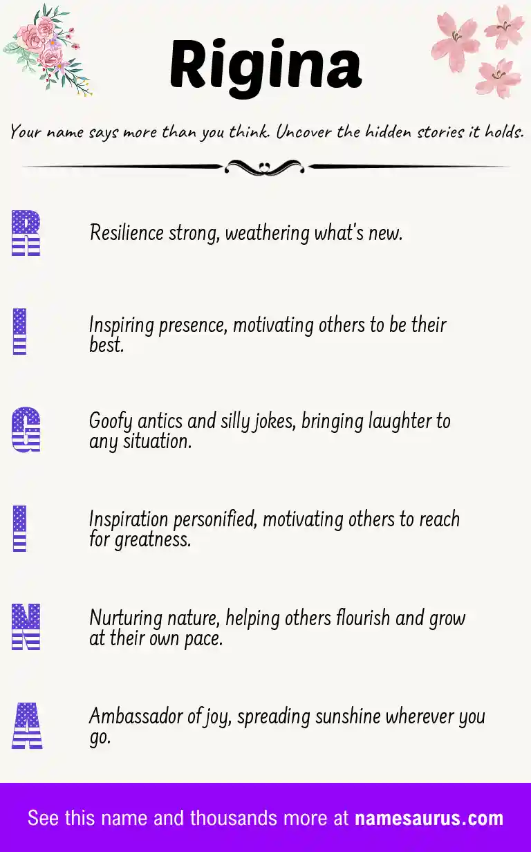 Acrostic poem about Rigina.