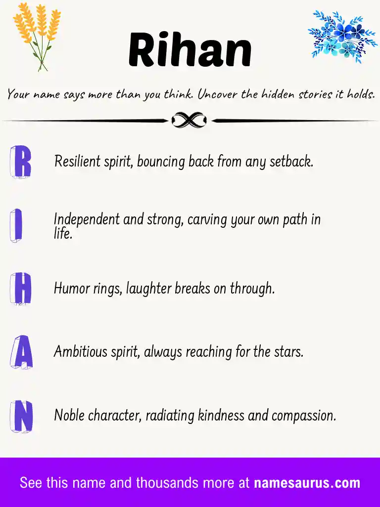Acrostic poem about Rihan.