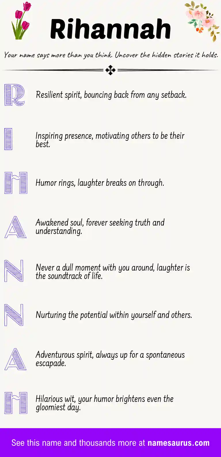 Acrostic poem about Rihannah.