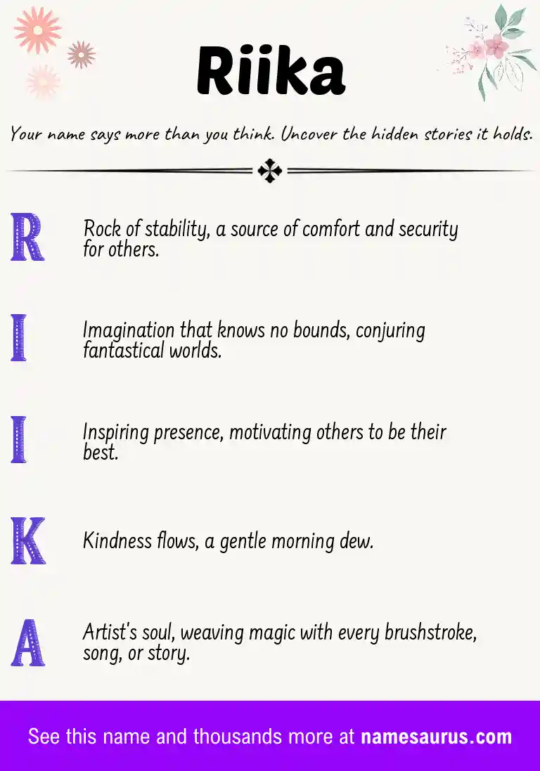 Acrostic poem about Riika.