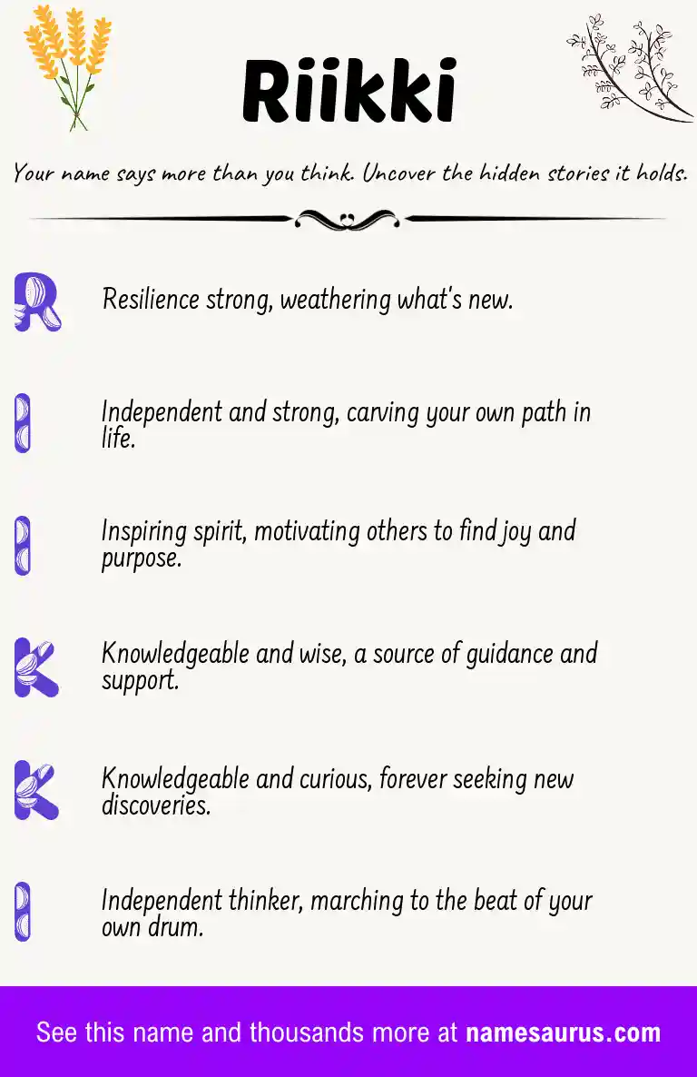 Acrostic poem about Riikki.