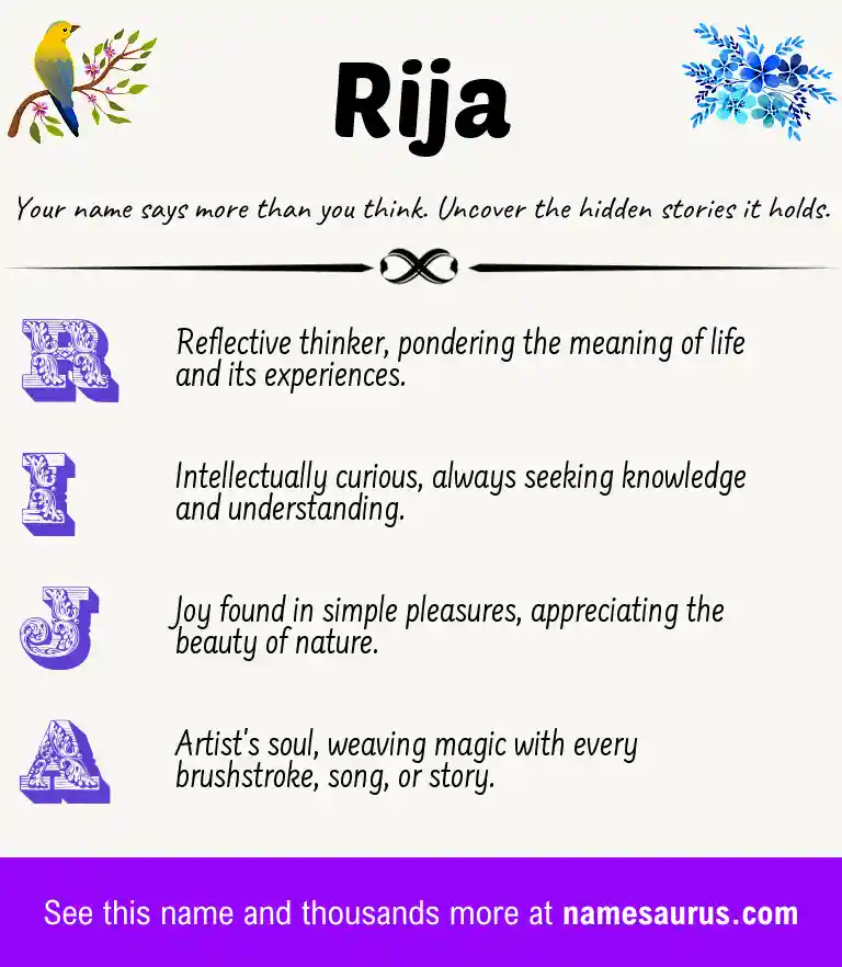 Acrostic poem about Rija.