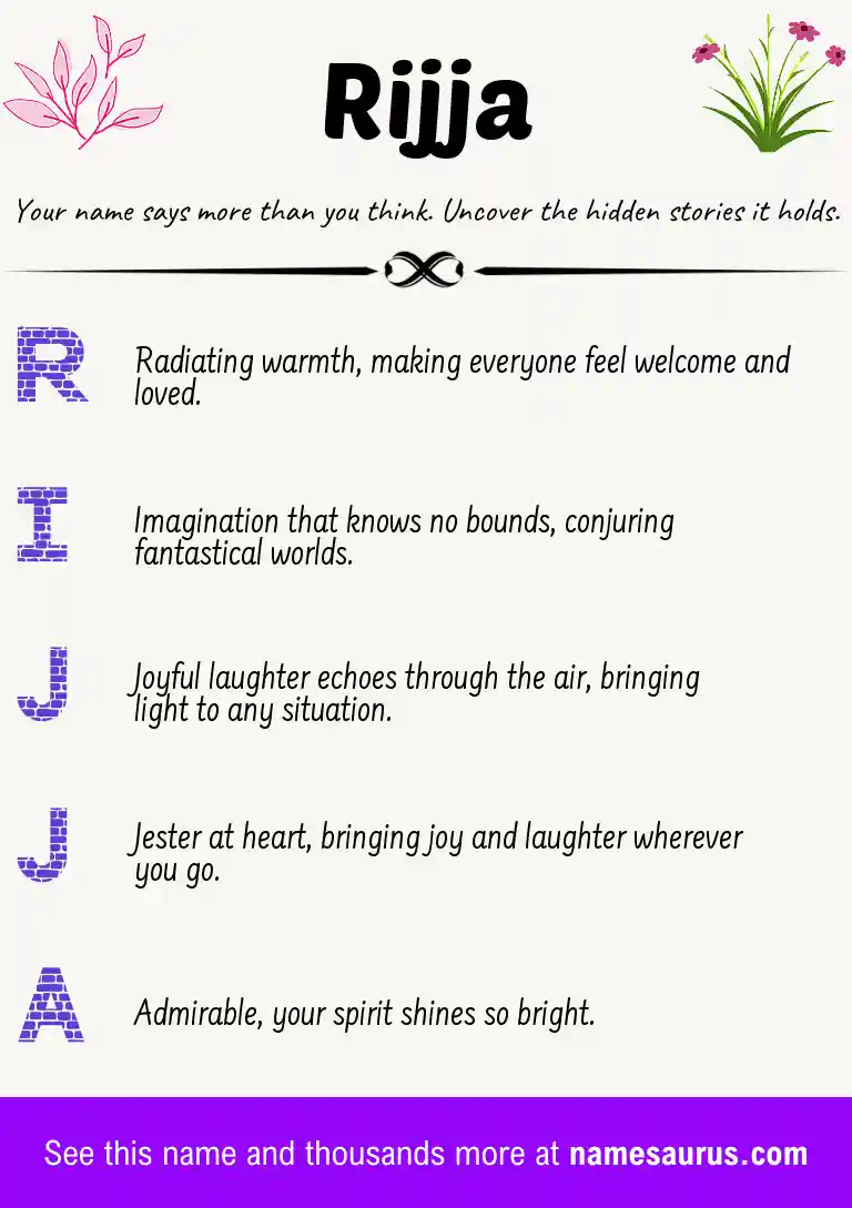Acrostic poem about Rijja.
