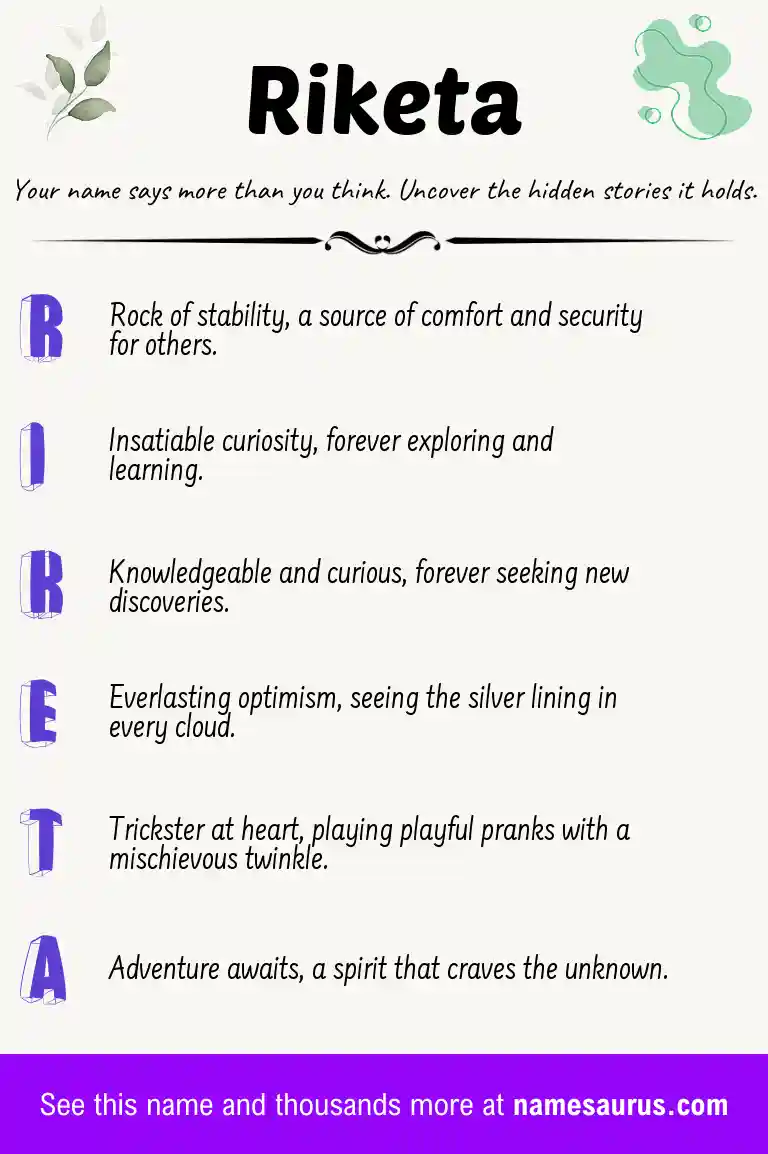 Acrostic poem about Riketa.