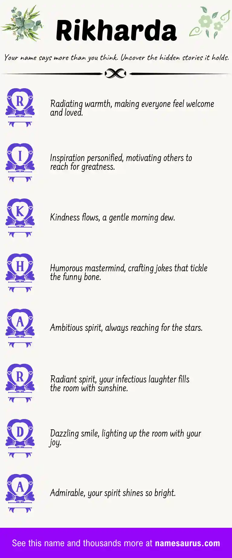 Acrostic poem about Rikharda.