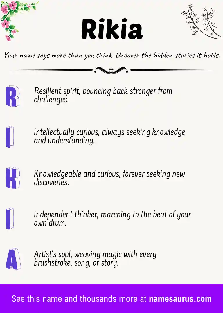 Acrostic poem about Rikia.