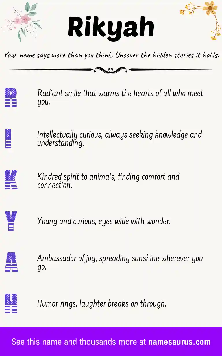 Acrostic poem about Rikyah.