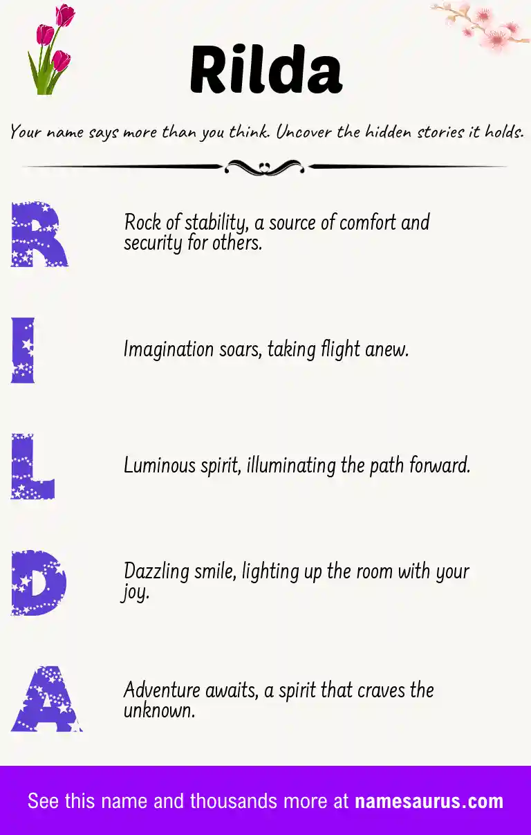 Acrostic poem about Rilda.
