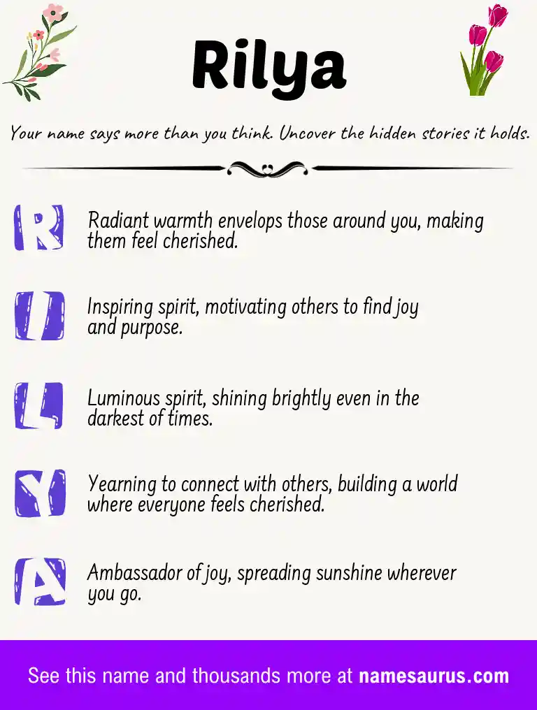 Acrostic poem about Rilya.