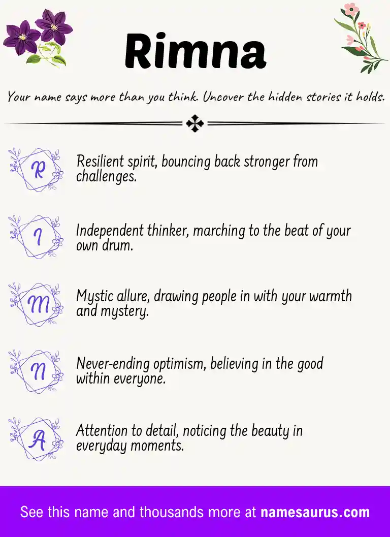 Acrostic poem about Rimna.