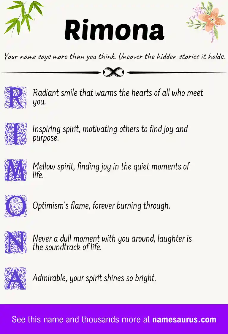 Acrostic poem about Rimona.