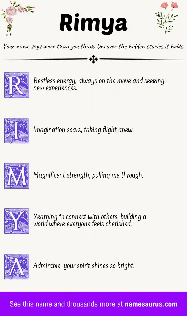 Acrostic poem about Rimya.
