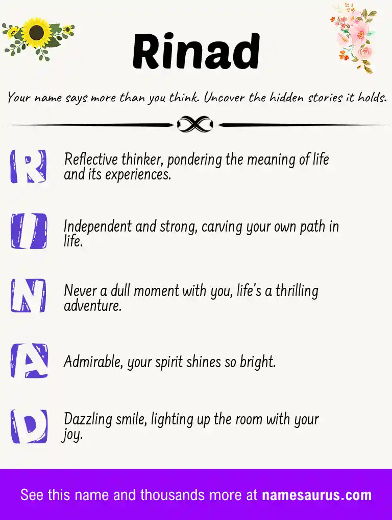 Acrostic poem about Rinad.