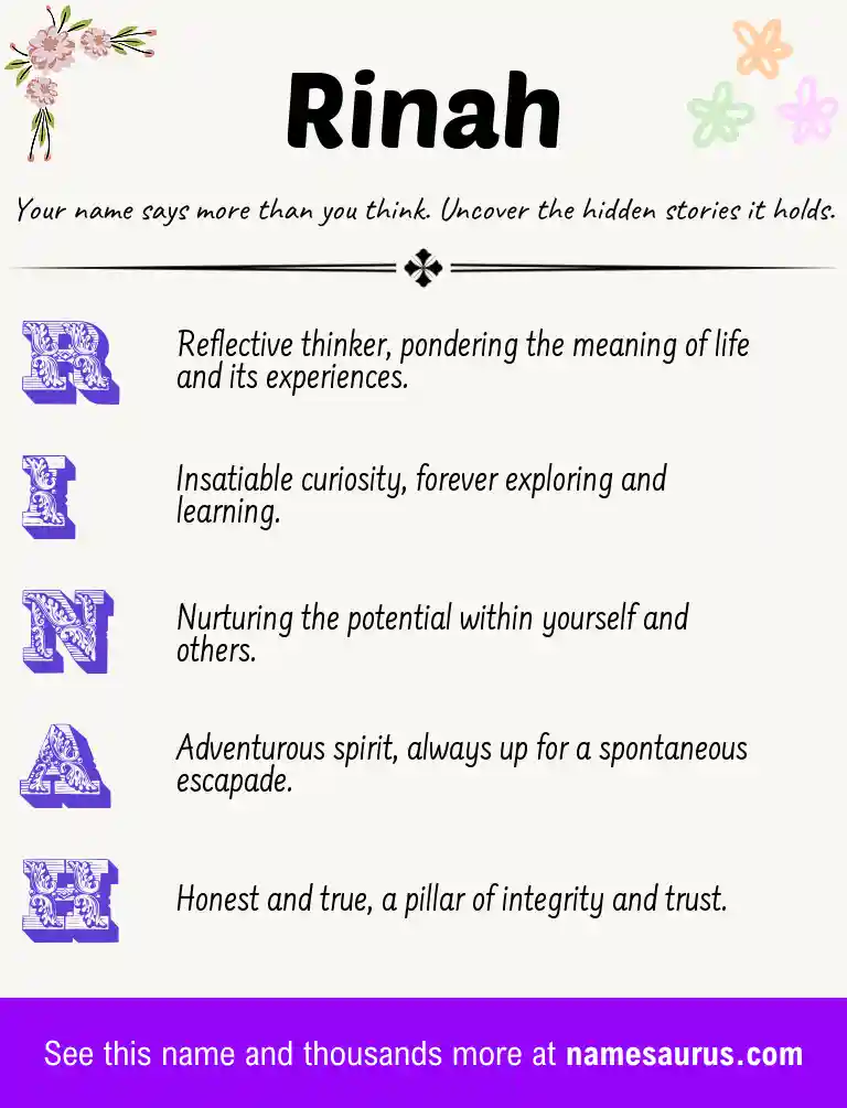 Acrostic poem about Rinah.