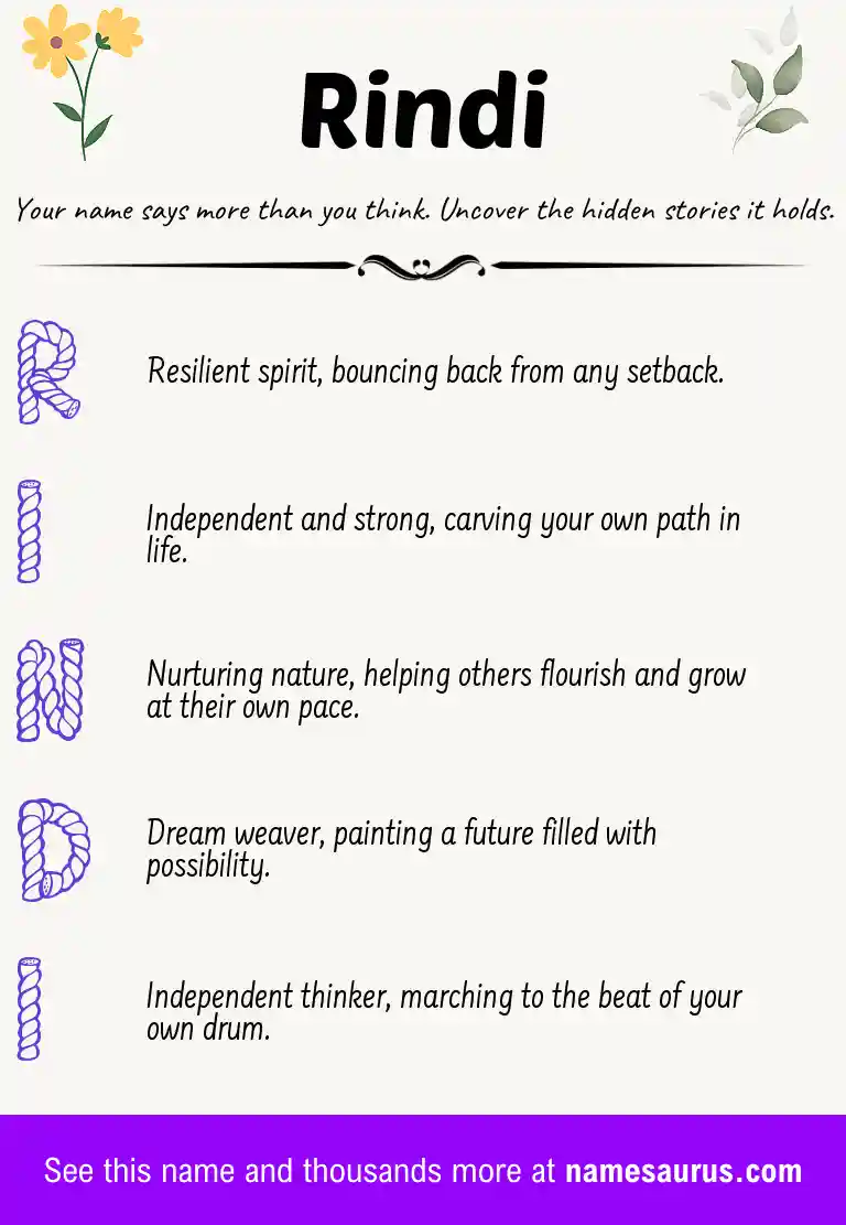 Acrostic poem about Rindi.