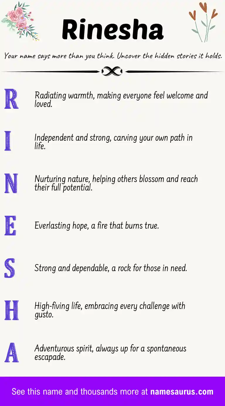 Acrostic poem about Rinesha.