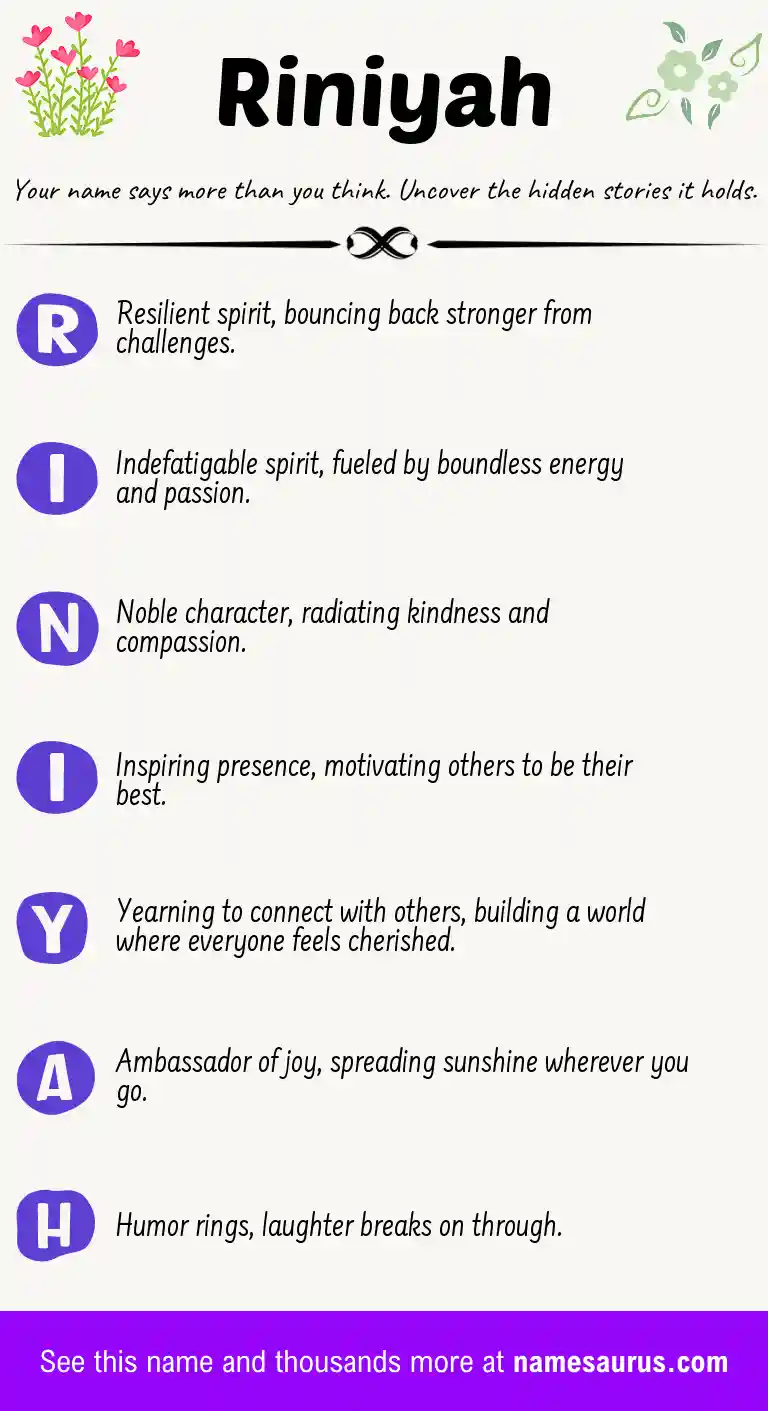 Acrostic poem about Riniyah.