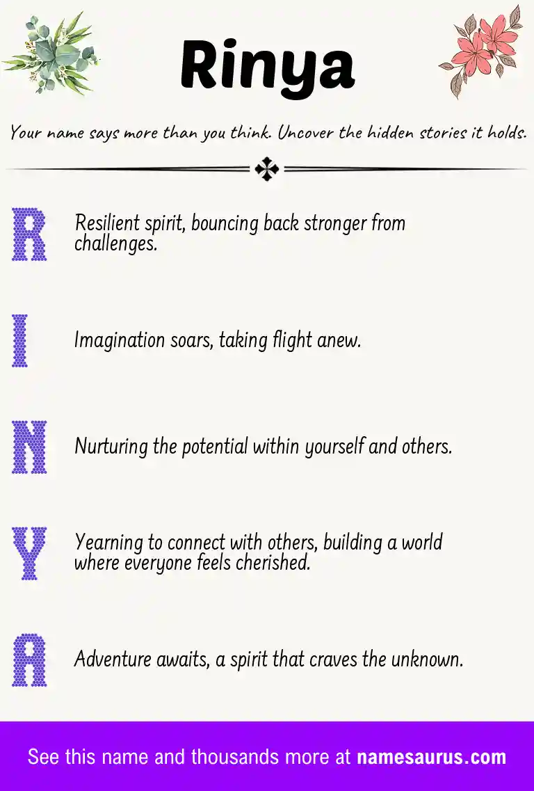 Acrostic poem about Rinya.