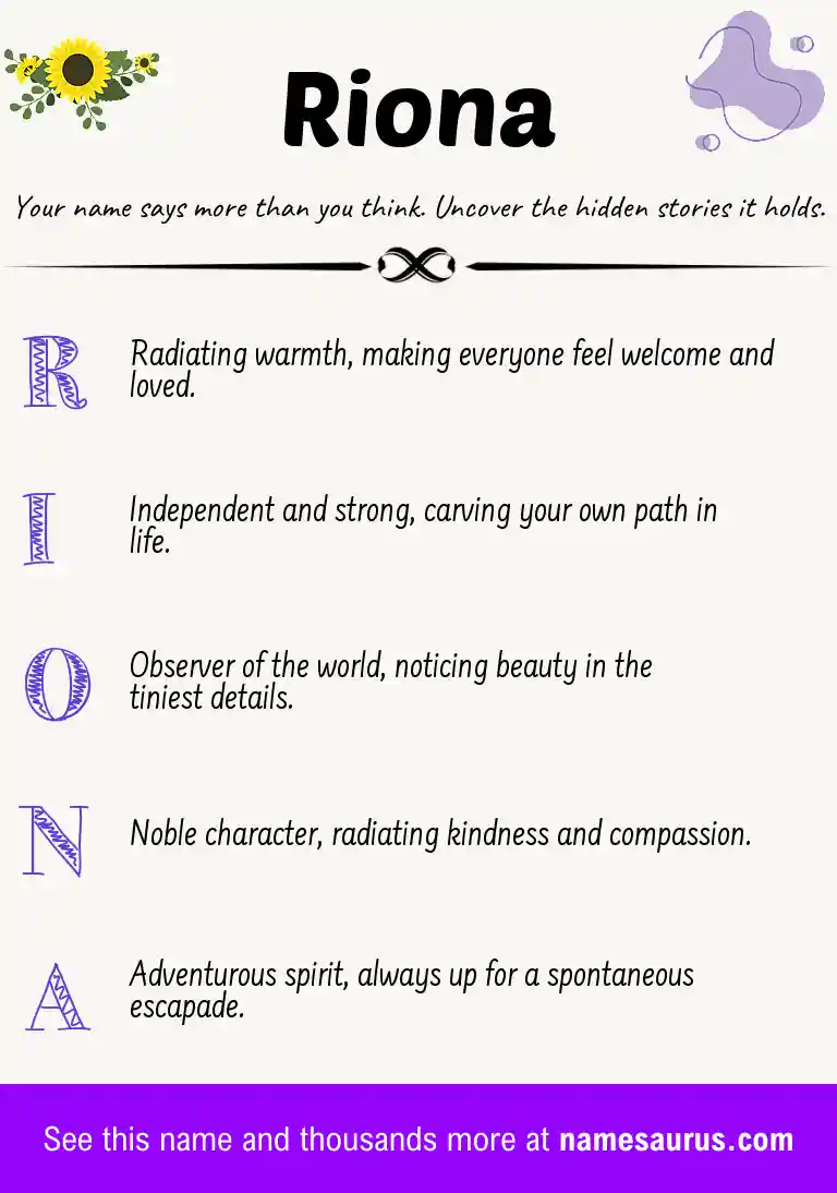 Acrostic poem about Riona.