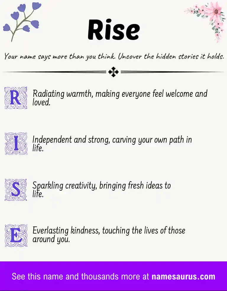 Acrostic poem about Rise.