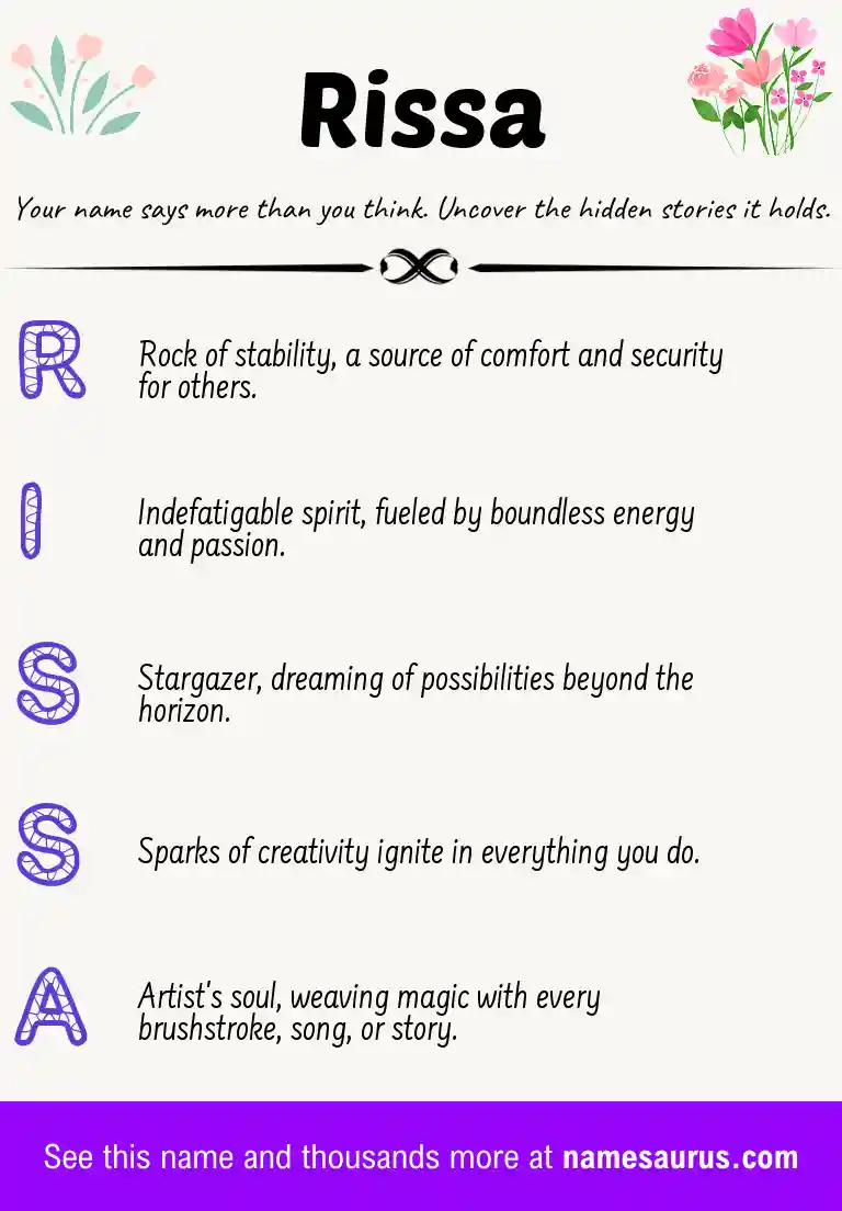 Acrostic poem about Rissa.