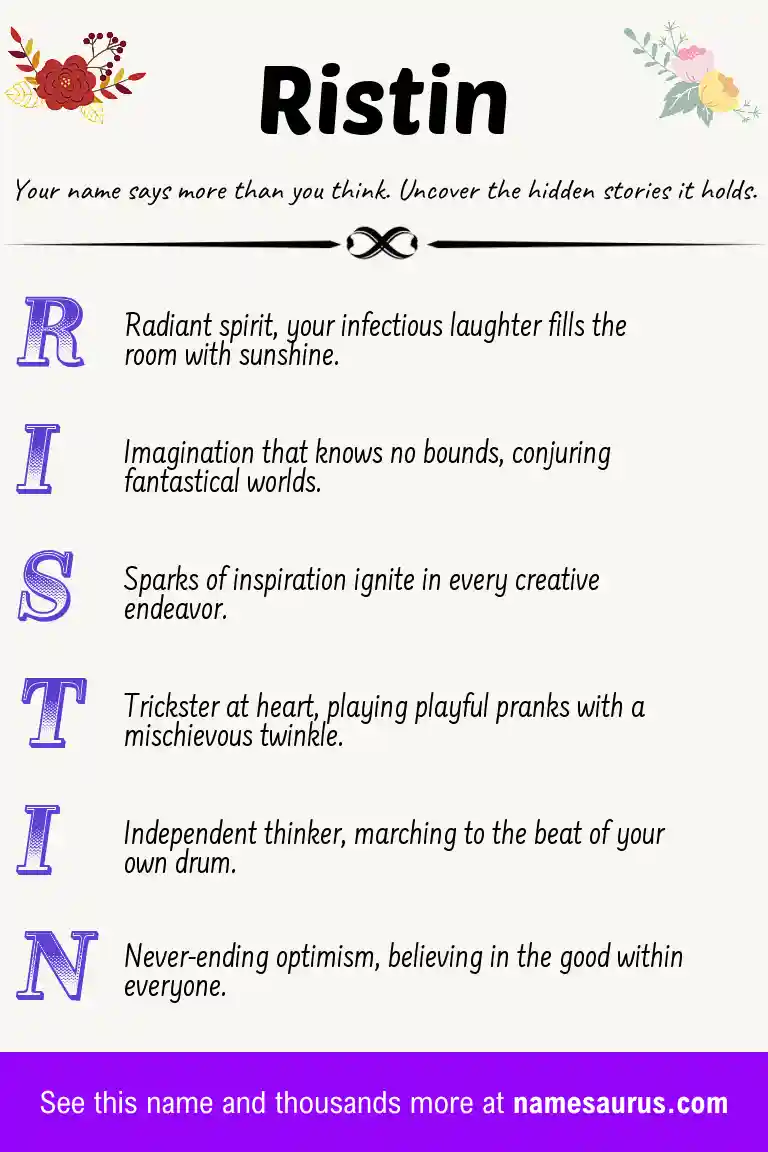 Acrostic poem about Ristin.