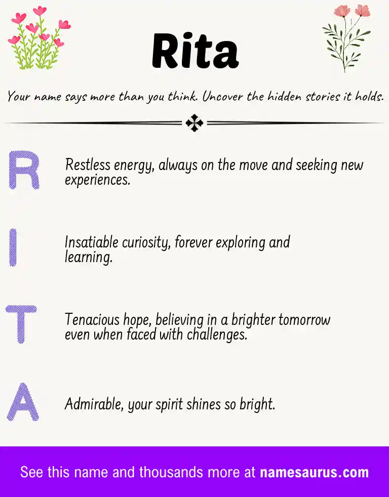 Acrostic poem about Rita.