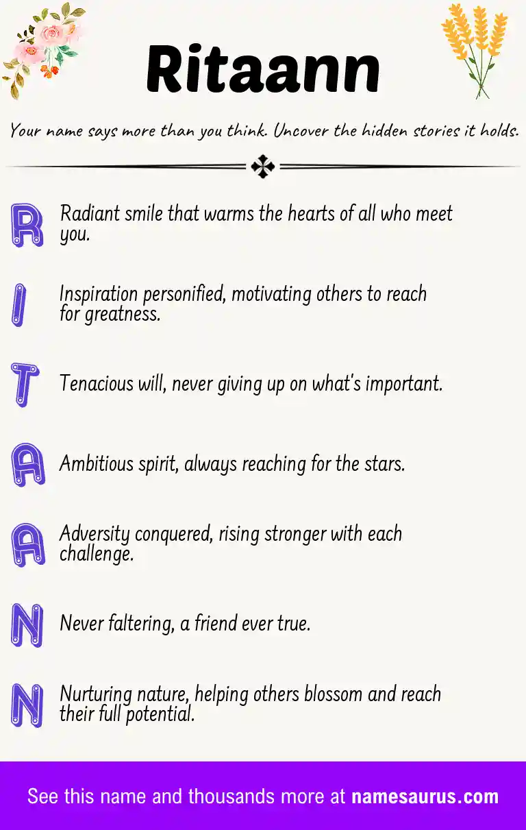 Acrostic poem about Ritaann.