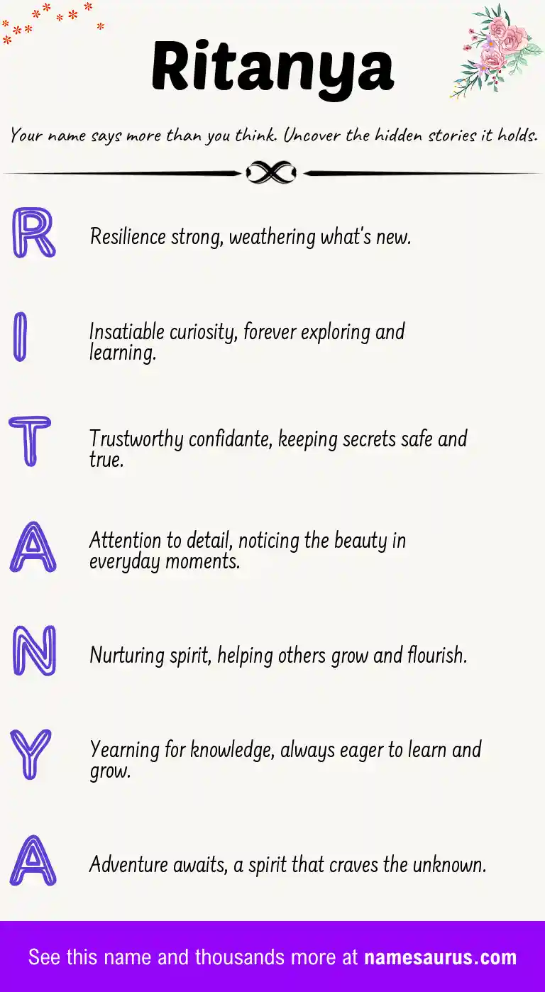 Acrostic poem about Ritanya.