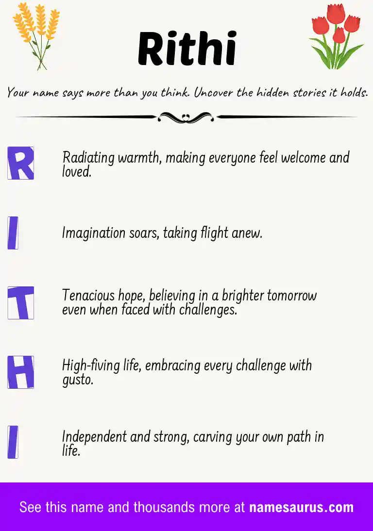 Acrostic poem about Rithi.