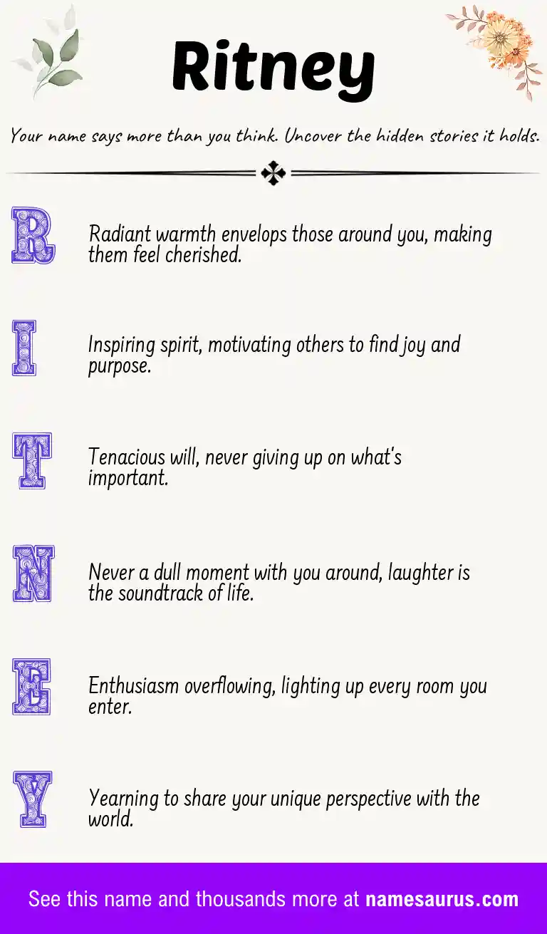 Acrostic poem about Ritney.