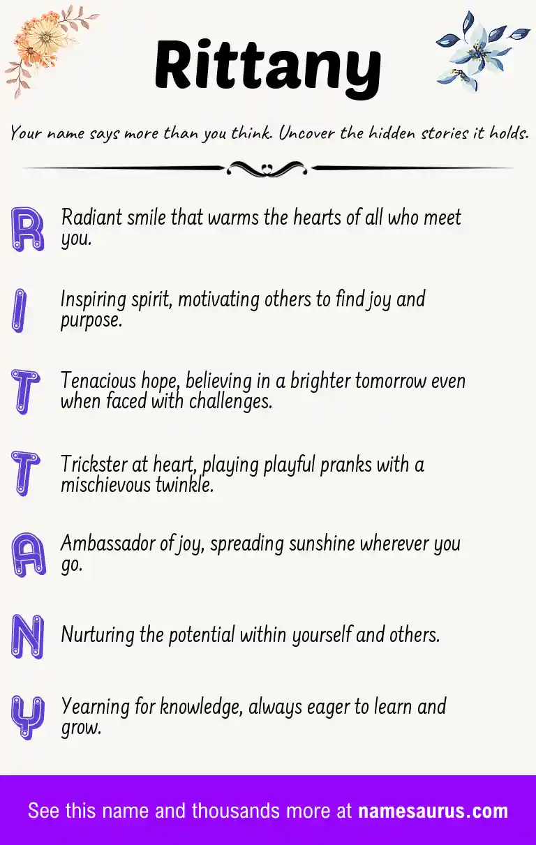 Acrostic poem about Rittany.
