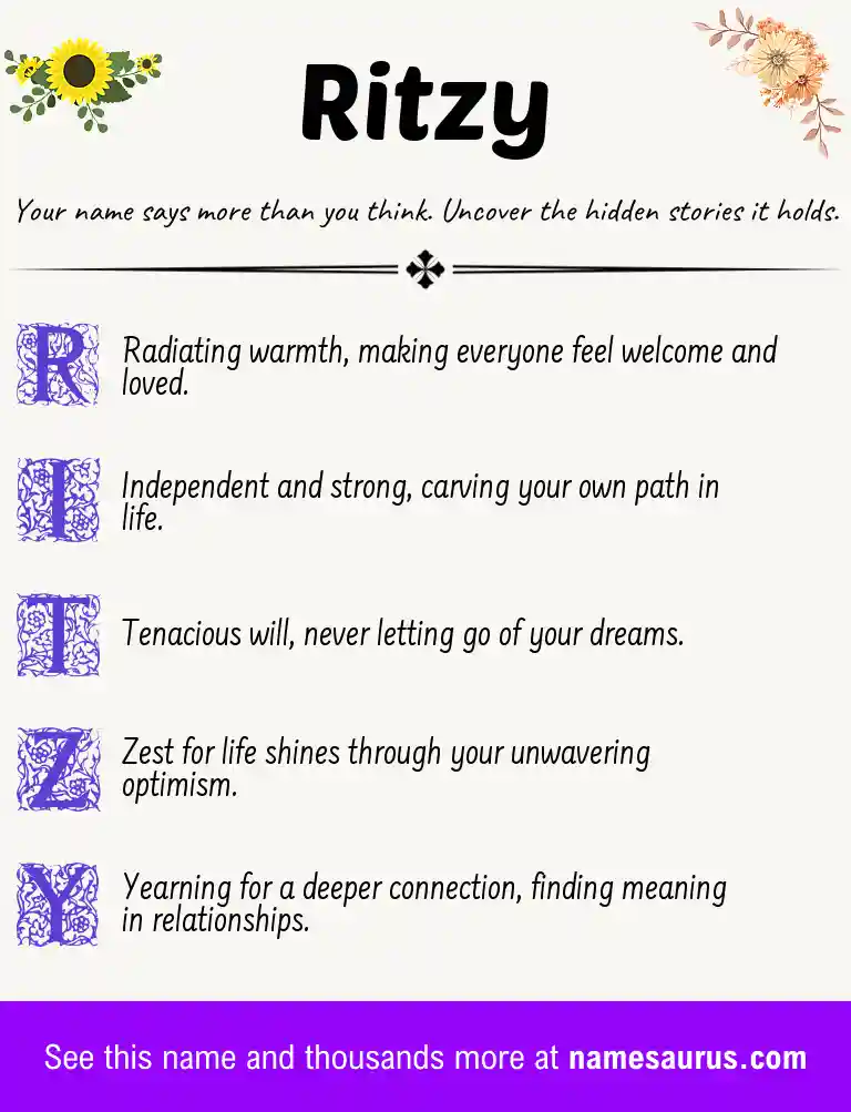 Acrostic poem about Ritzy.