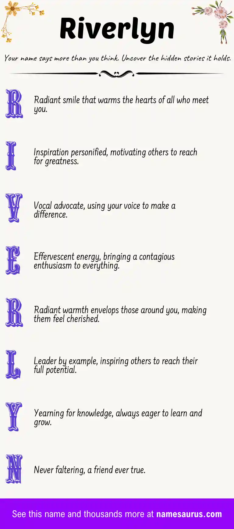Acrostic poem about Riverlyn.
