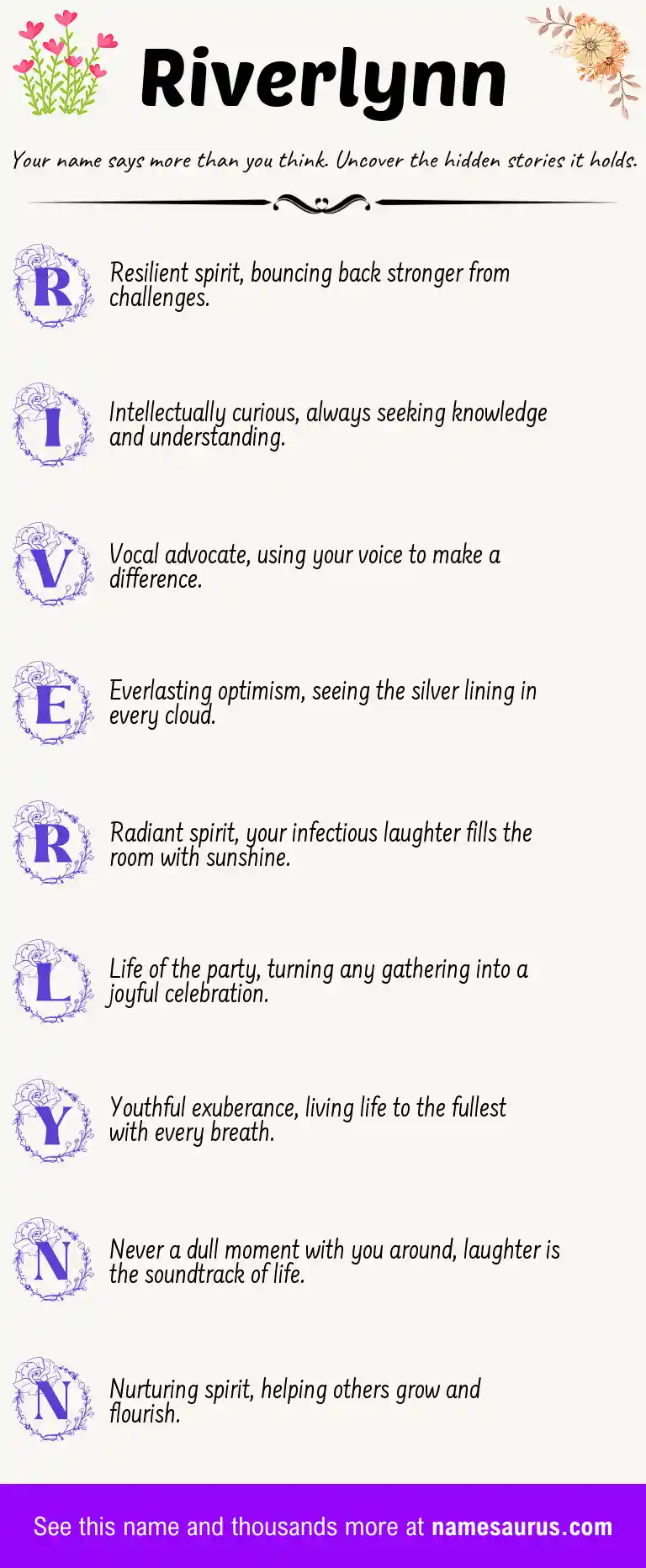 Acrostic poem about Riverlynn.