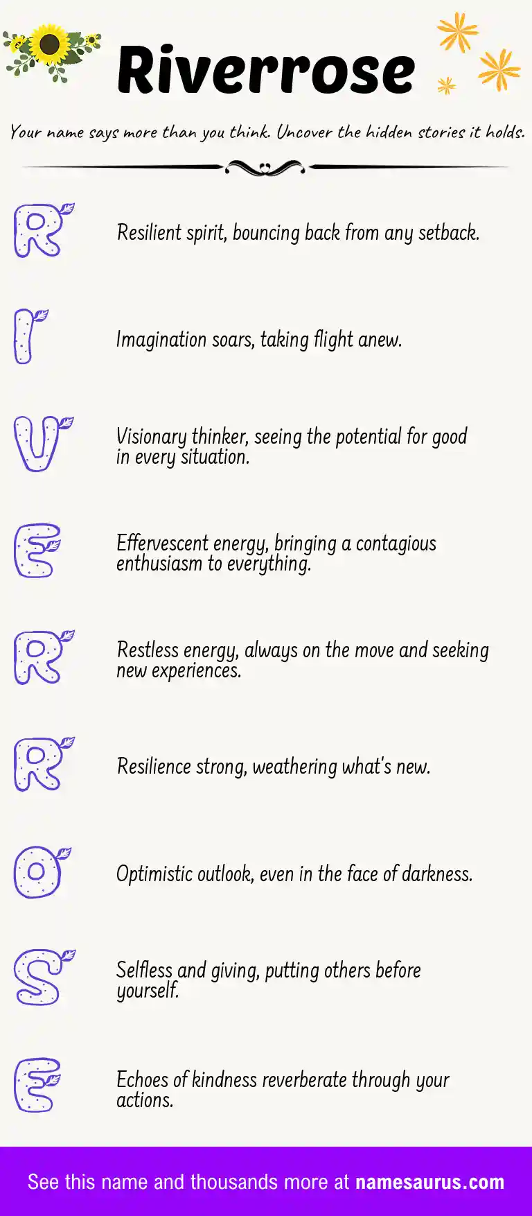Acrostic poem about Riverrose.