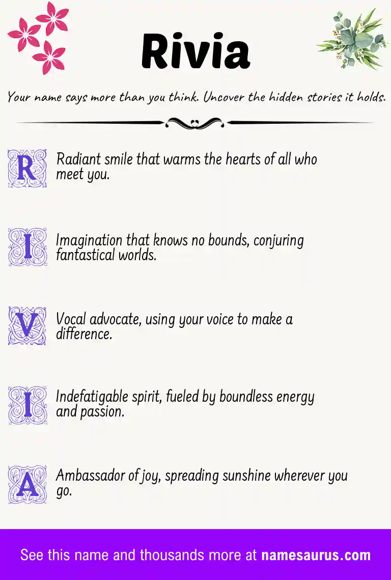 Acrostic poem about Rivia.