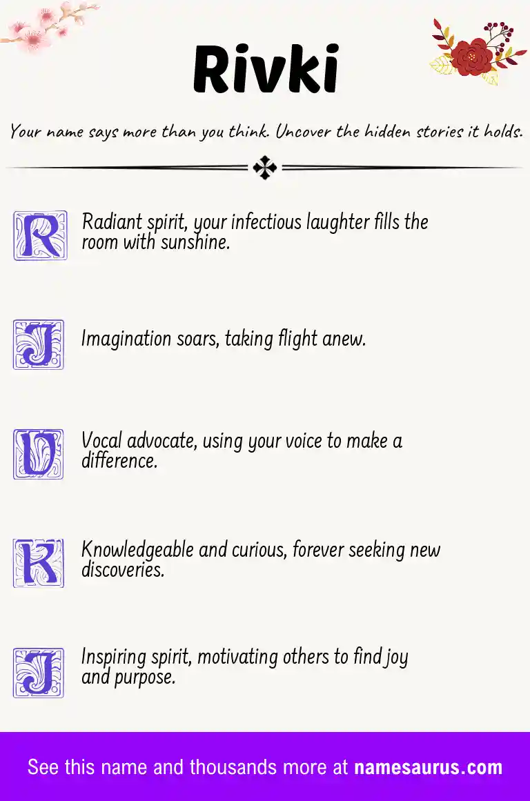 Acrostic poem about Rivki.