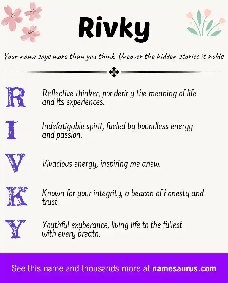 Acrostic poem about Rivky.