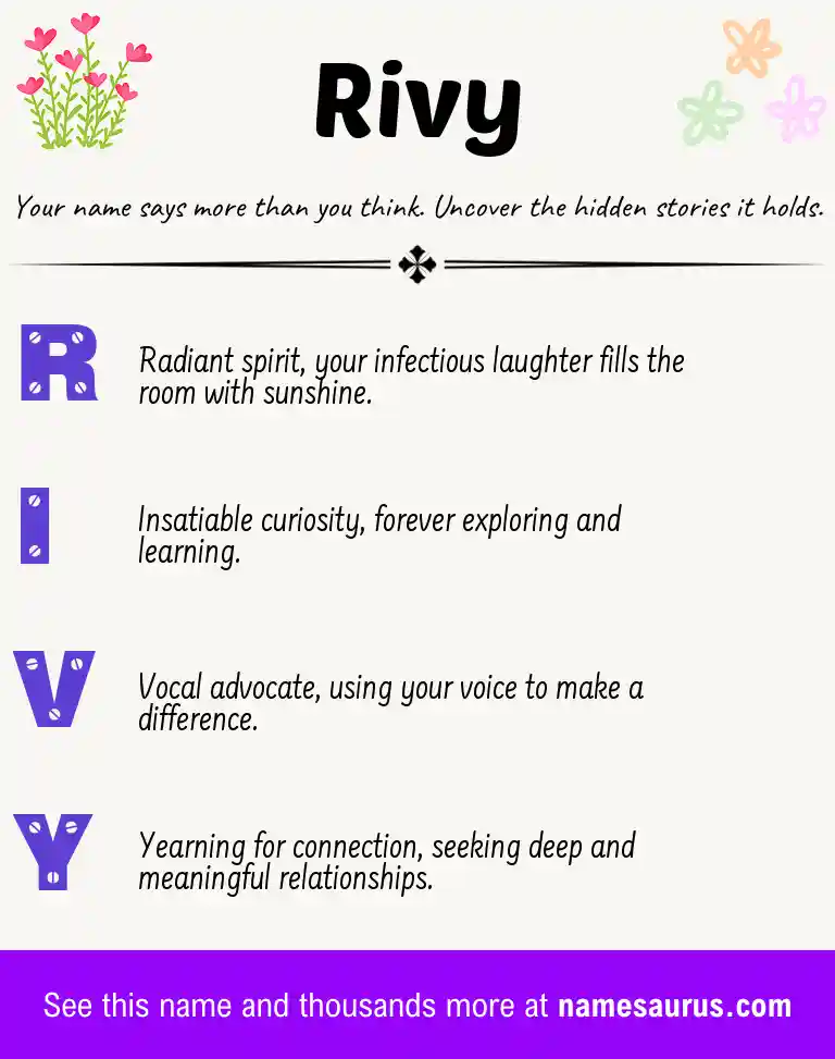 Acrostic poem about Rivy.