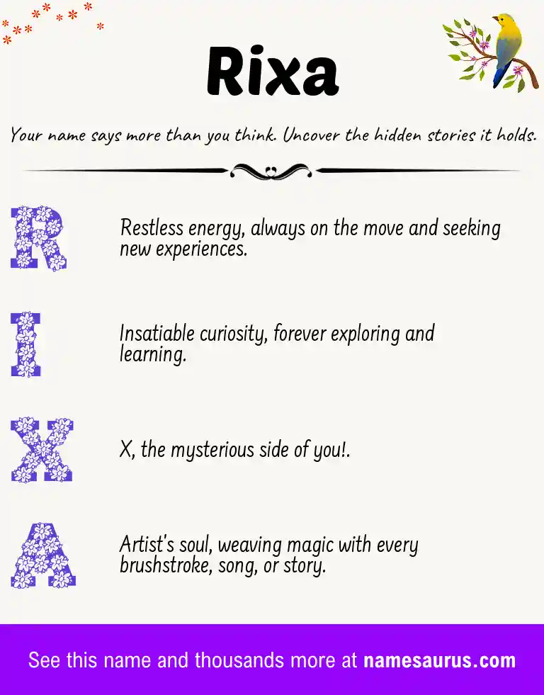 Acrostic poem about Rixa.