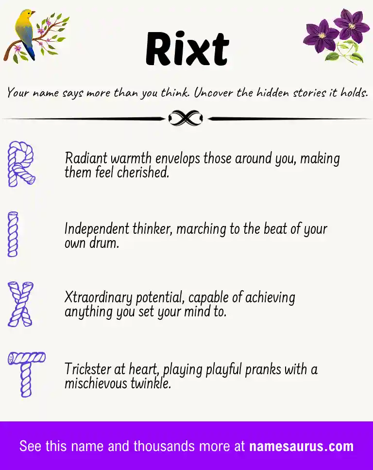 Acrostic poem about Rixt.