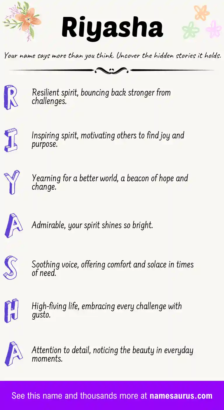 Acrostic poem about Riyasha.