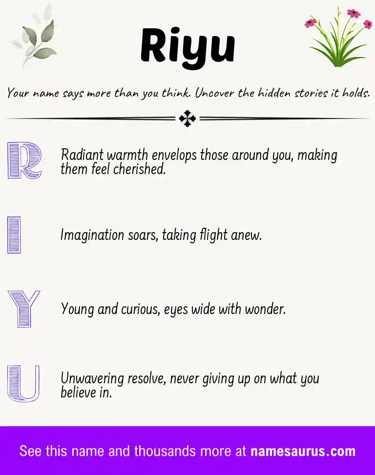 Acrostic poem about Riyu.