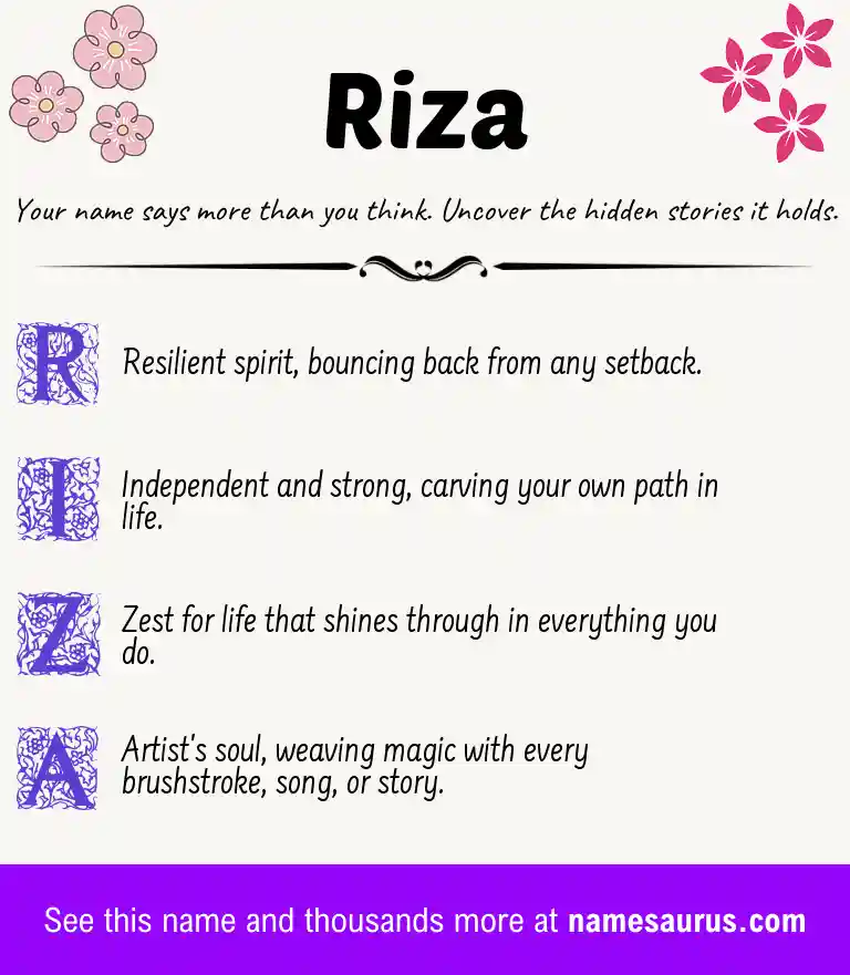 Acrostic poem about Riza.